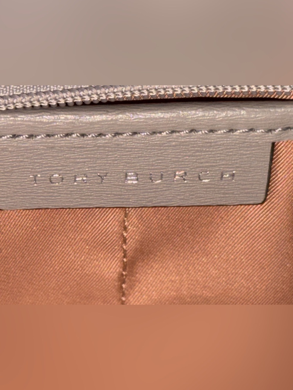 Tori Burch Parker Dust Storm Grey Leather Tote Shoulder Bag - Picture 5 of 7